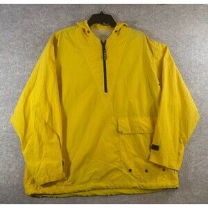 London Fog Pullover Jacket Womens Small Yellow Rainwear Quarter Zip Classic